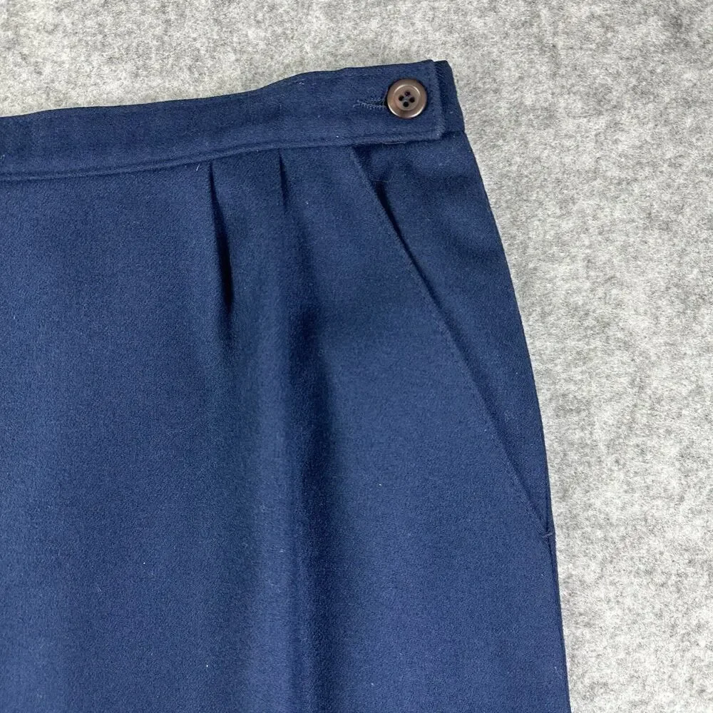 VTG Pendleton Skirt Womens 12 Navy Wool Pleated Lined Office Academia USA Made